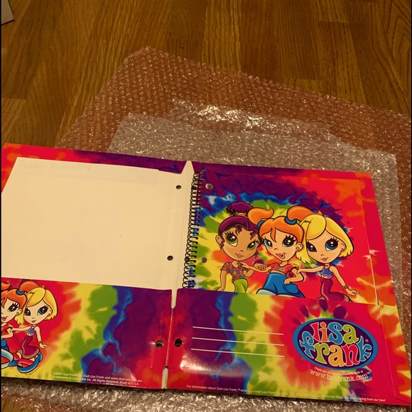 this is a vintage lisa Frank Vintage rare 1990 3 GIRL POWER 2 pocket folder W/NB - Picture 4 of 11